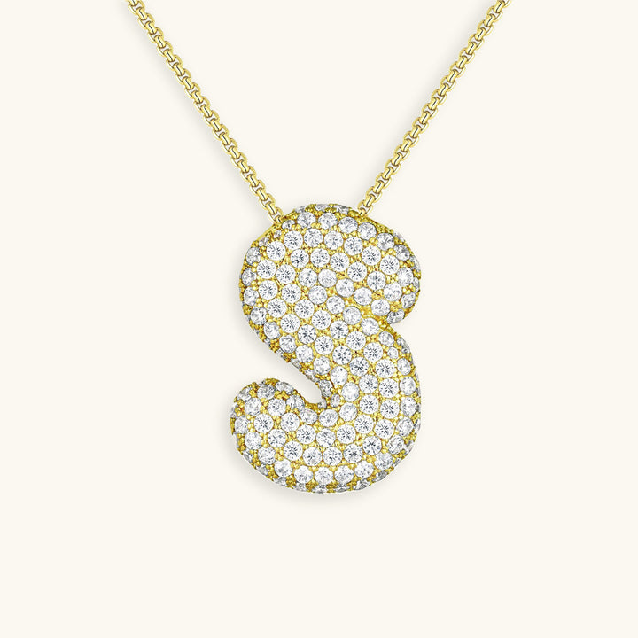 Valantomode | Plated Volumetric Initial Necklace with High-Refractive Stone Assets