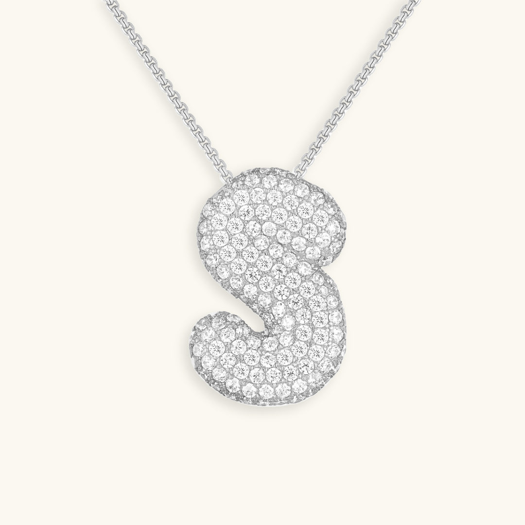 Valantomode | Plated Volumetric Initial Necklace with High-Refractive Stone Assets
