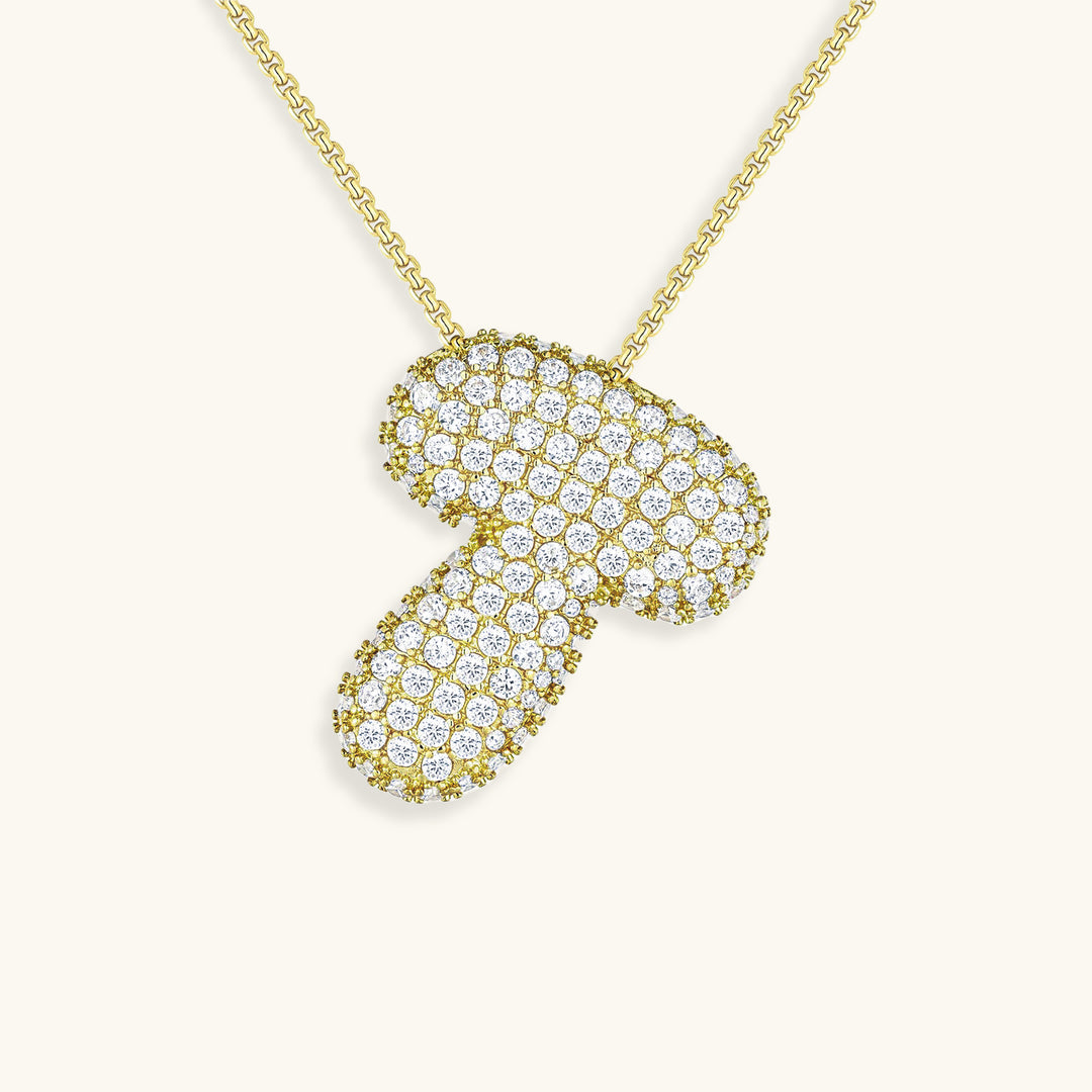 Valantomode | Plated Volumetric Initial Necklace with High-Refractive Stone Assets