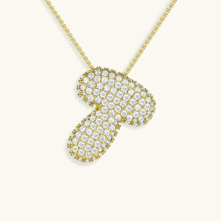 Valantomode | Plated Volumetric Initial Necklace with High-Refractive Stone Assets