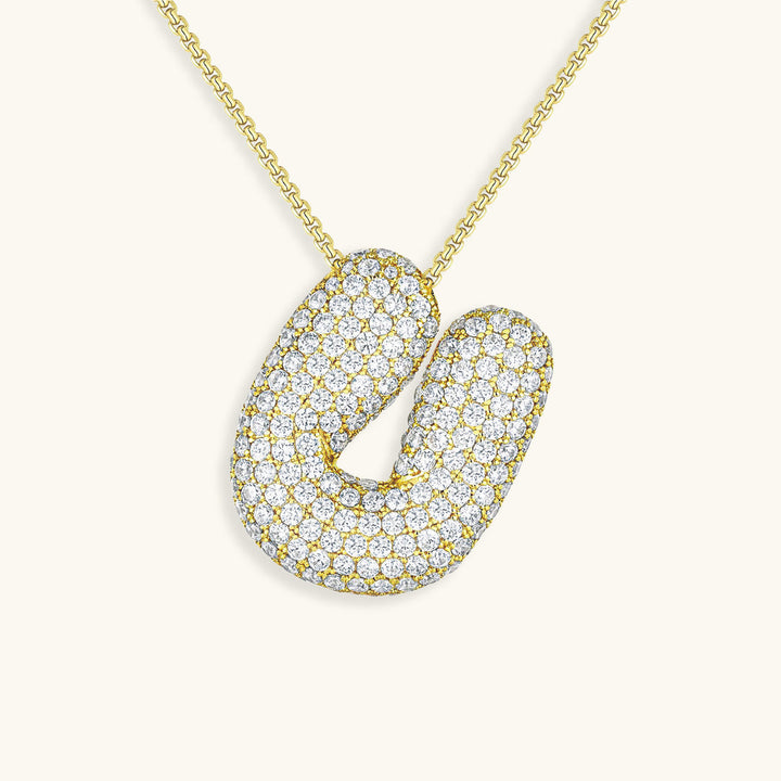 Valantomode | Plated Volumetric Initial Necklace with High-Refractive Stone Assets