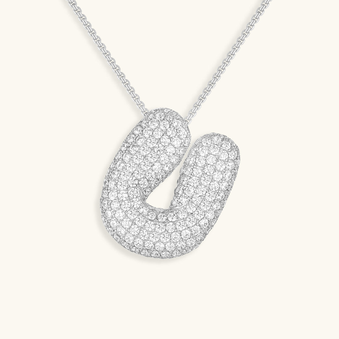 Valantomode | Plated Volumetric Initial Necklace with High-Refractive Stone Assets