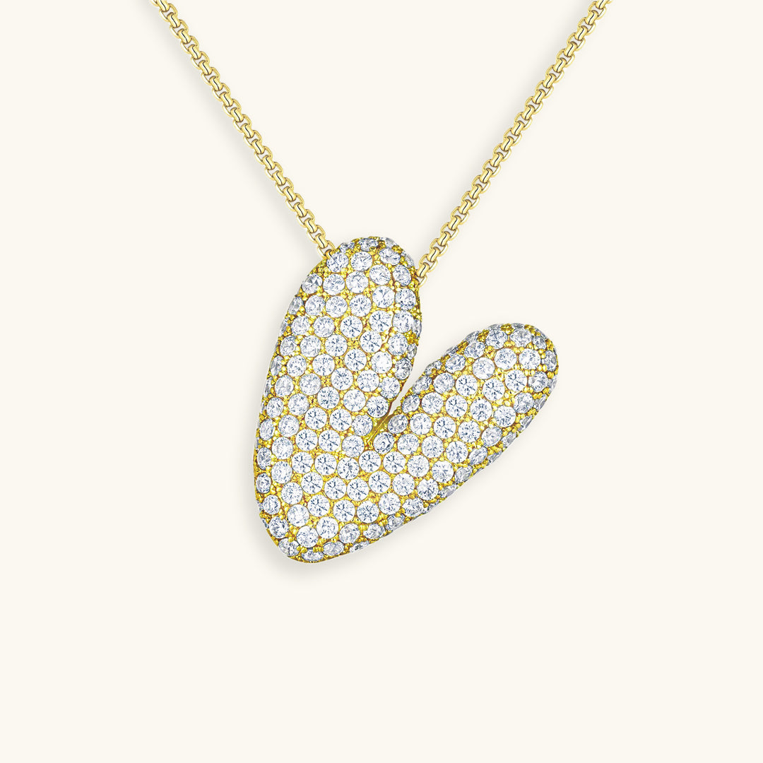 Valantomode | Plated Volumetric Initial Necklace with High-Refractive Stone Assets