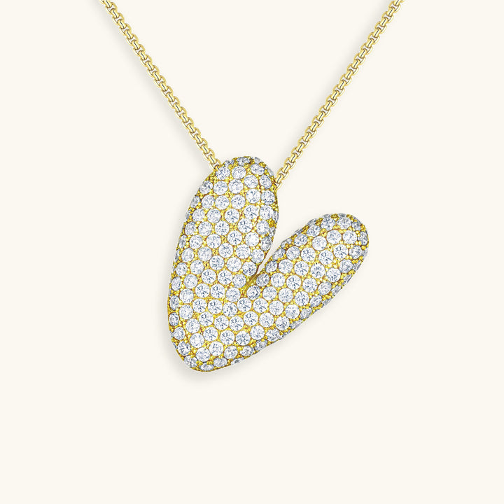 Valantomode | Plated Volumetric Initial Necklace with High-Refractive Stone Assets