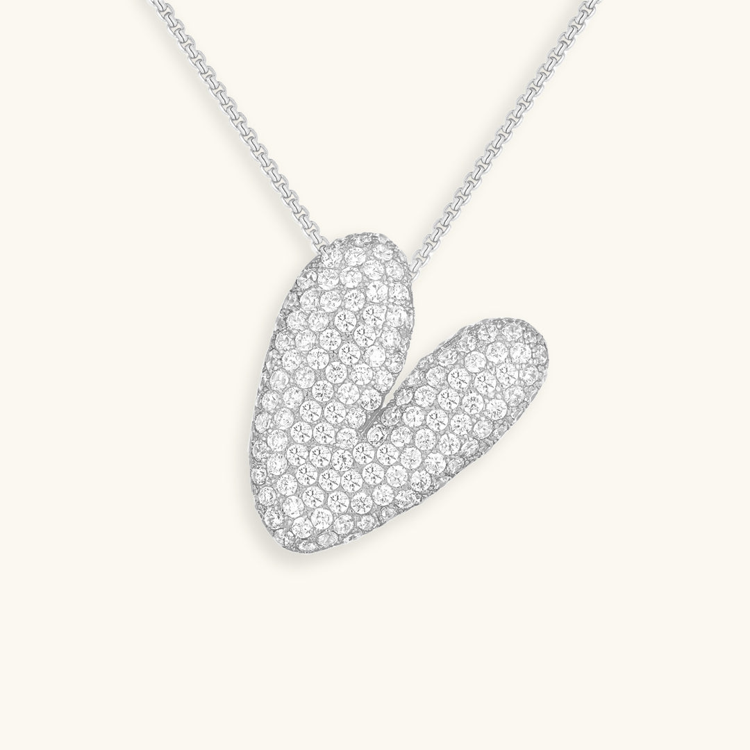 Valantomode | Plated Volumetric Initial Necklace with High-Refractive Stone Assets