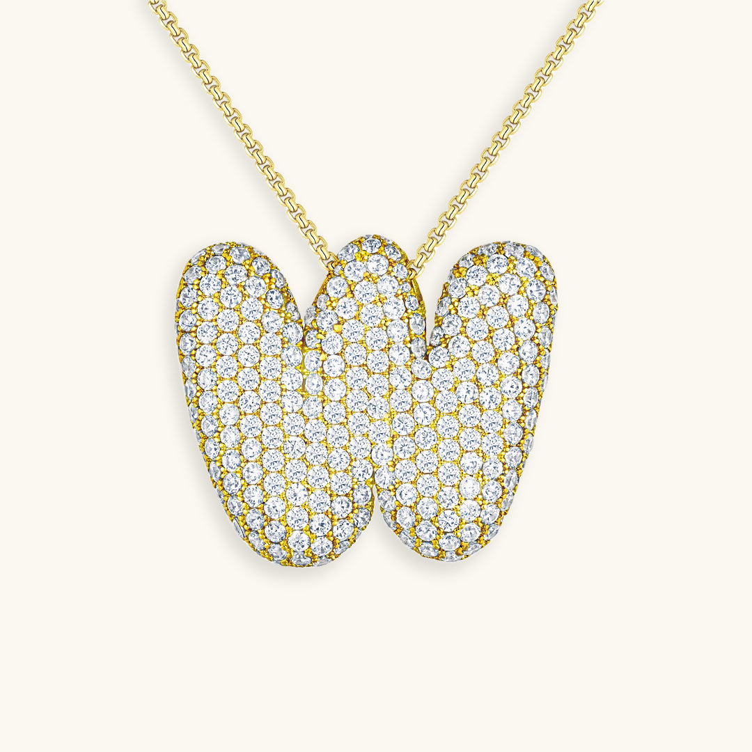 Valantomode | Plated Volumetric Initial Necklace with High-Refractive Stone Assets