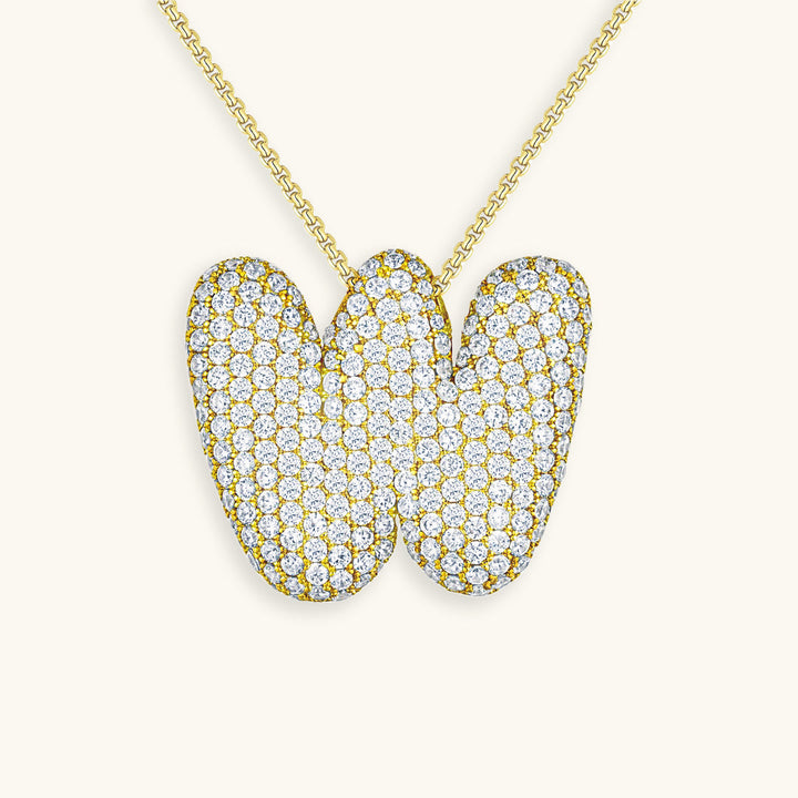 Valantomode | Plated Volumetric Initial Necklace with High-Refractive Stone Assets