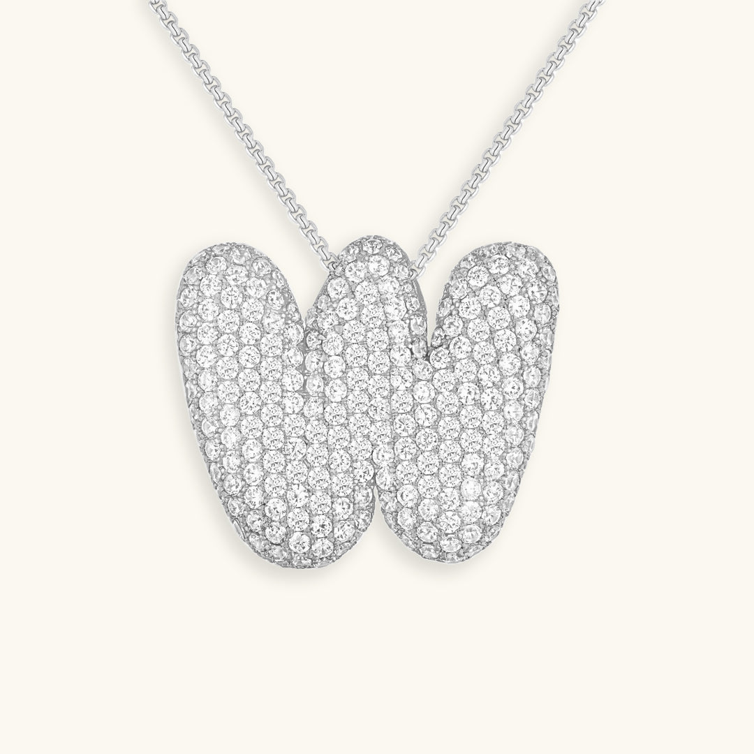 Valantomode | Plated Volumetric Initial Necklace with High-Refractive Stone Assets
