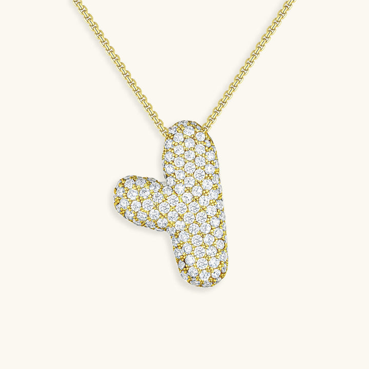 Valantomode | Plated Volumetric Initial Necklace with High-Refractive Stone Assets