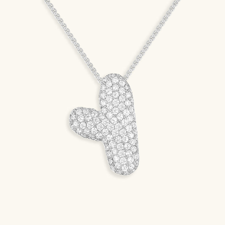 Valantomode | Plated Volumetric Initial Necklace with High-Refractive Stone Assets