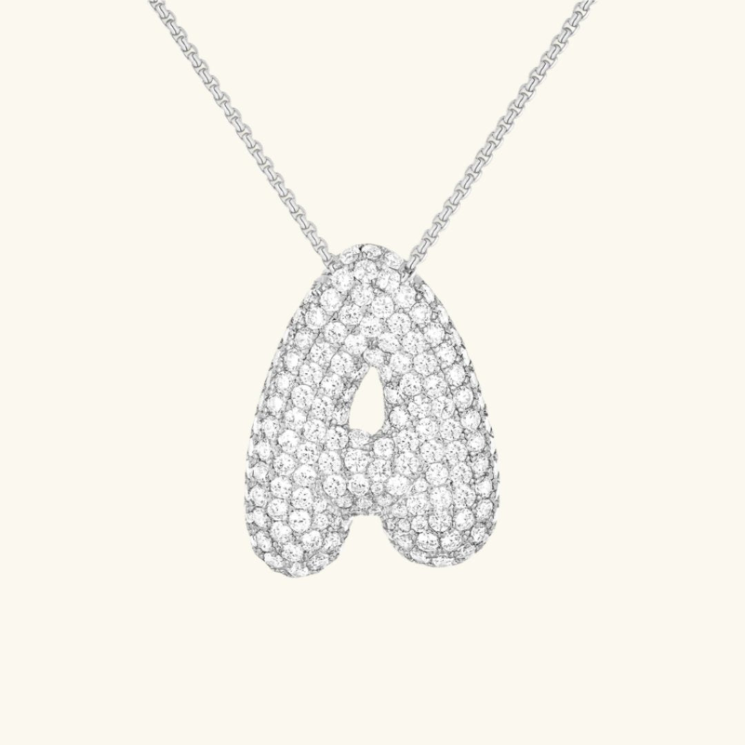Valantomode | Plated Volumetric Initial Necklace with High-Refractive Stone Assets
