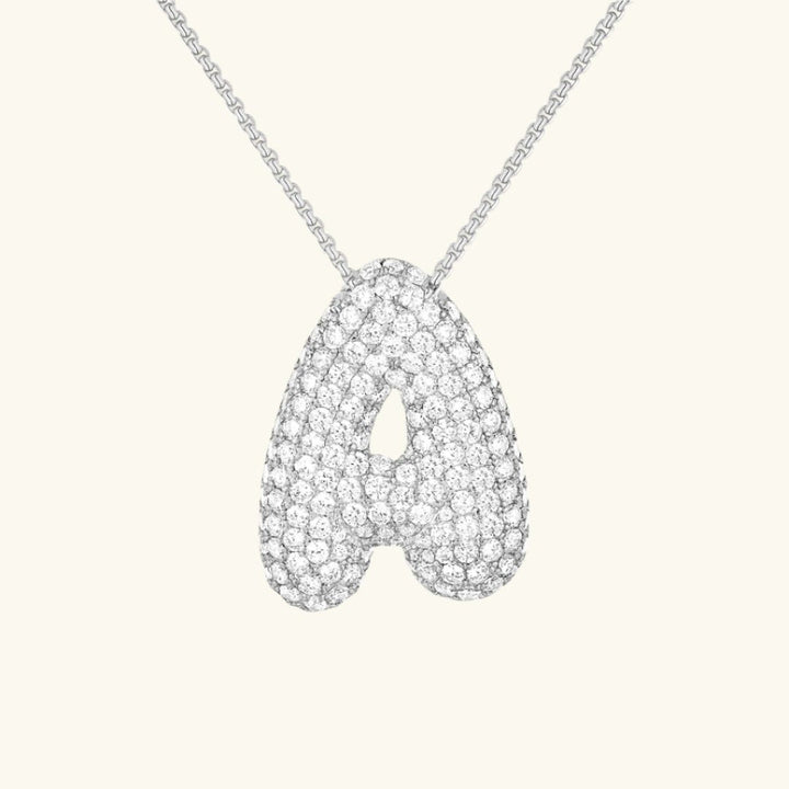 Valantomode | Plated Volumetric Initial Necklace with High-Refractive Stone Assets