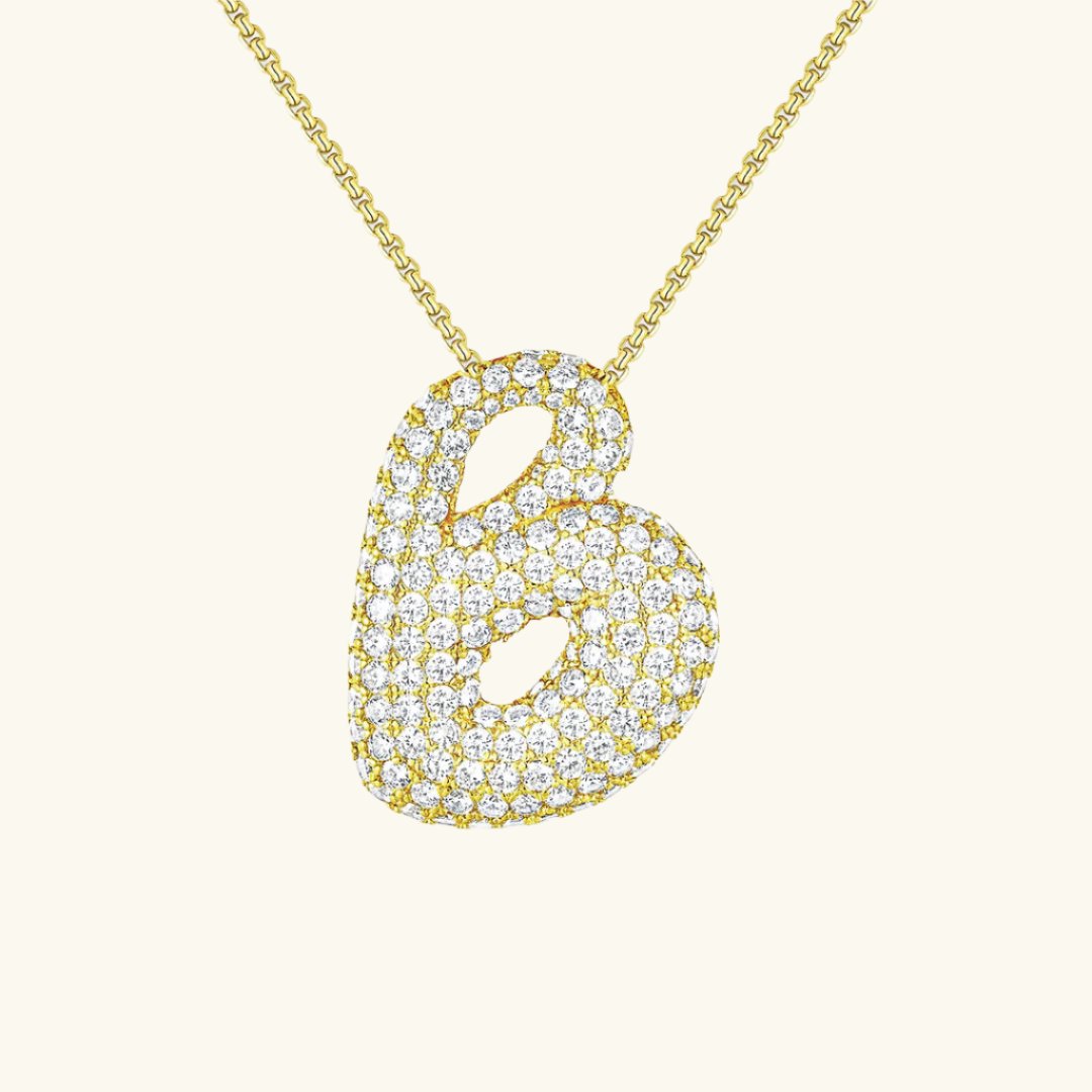 Valantomode | Plated Volumetric Initial Necklace with High-Refractive Stone Assets