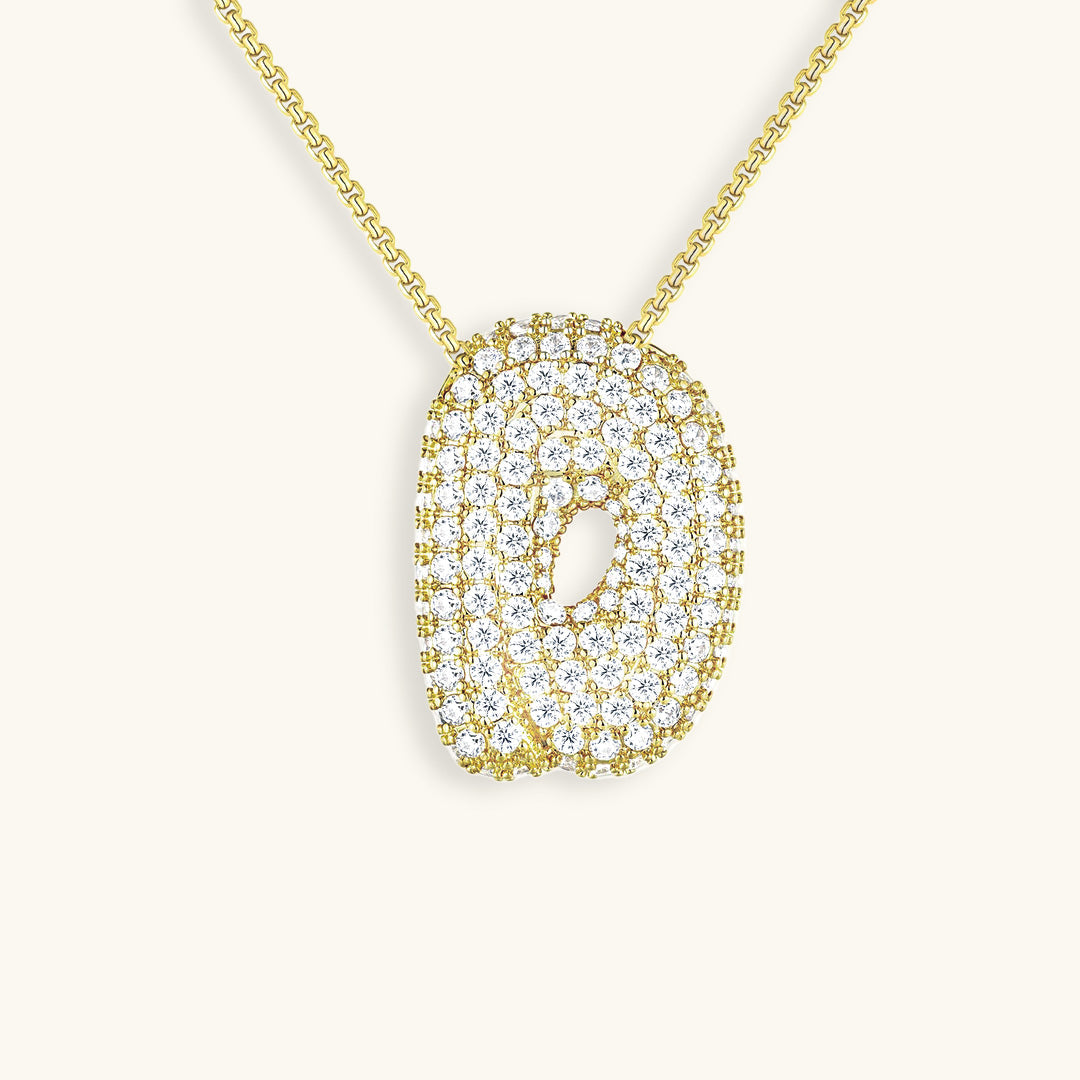Valantomode | Plated Volumetric Initial Necklace with High-Refractive Stone Assets