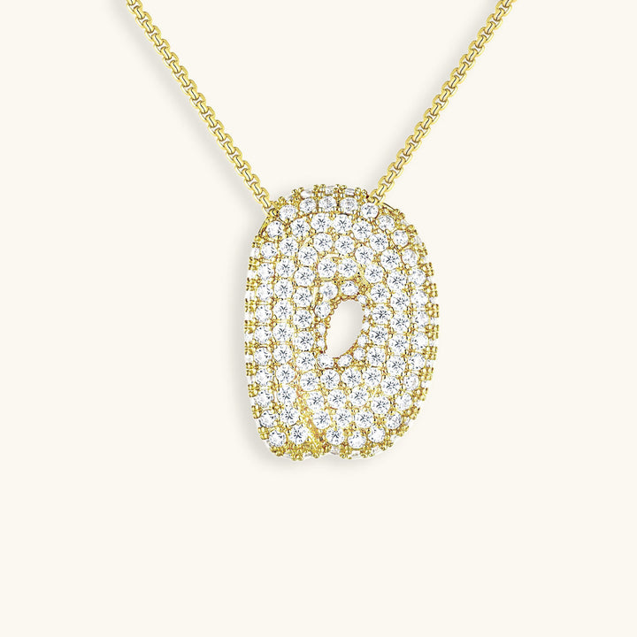 Valantomode | Plated Volumetric Initial Necklace with High-Refractive Stone Assets