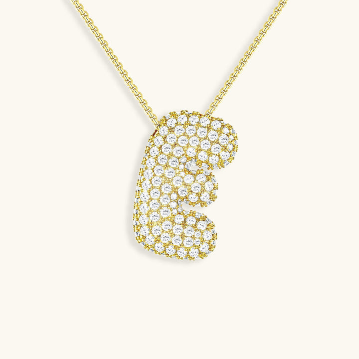 Valantomode | Plated Volumetric Initial Necklace with High-Refractive Stone Assets