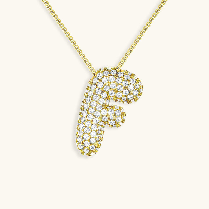 Valantomode | Plated Volumetric Initial Necklace with High-Refractive Stone Assets