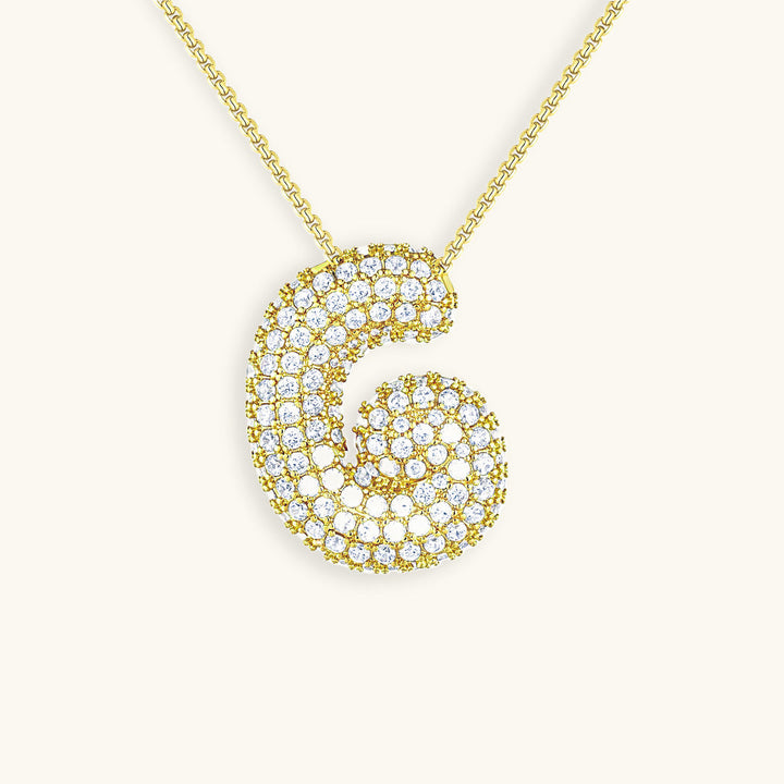 Valantomode | Plated Volumetric Initial Necklace with High-Refractive Stone Assets