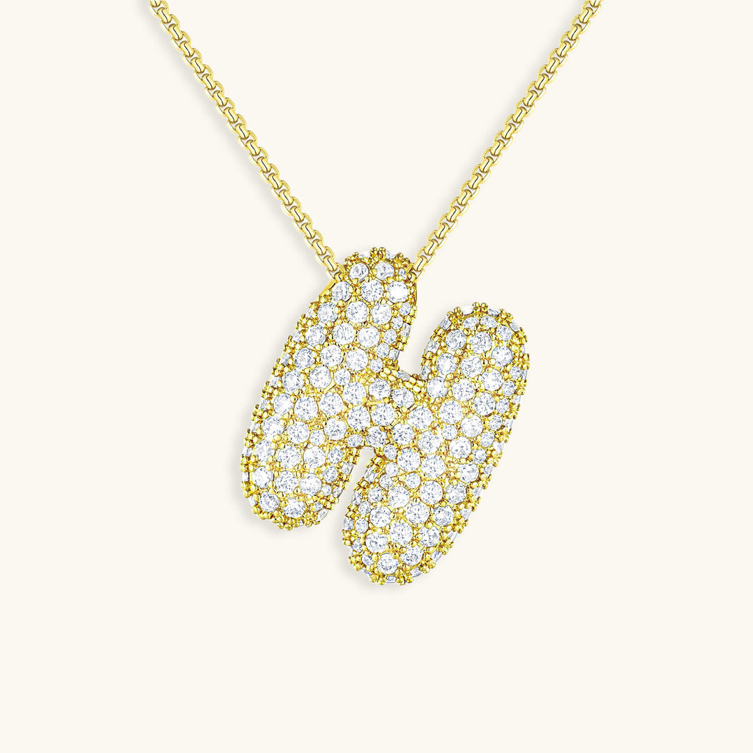 Valantomode | Plated Volumetric Initial Necklace with High-Refractive Stone Assets