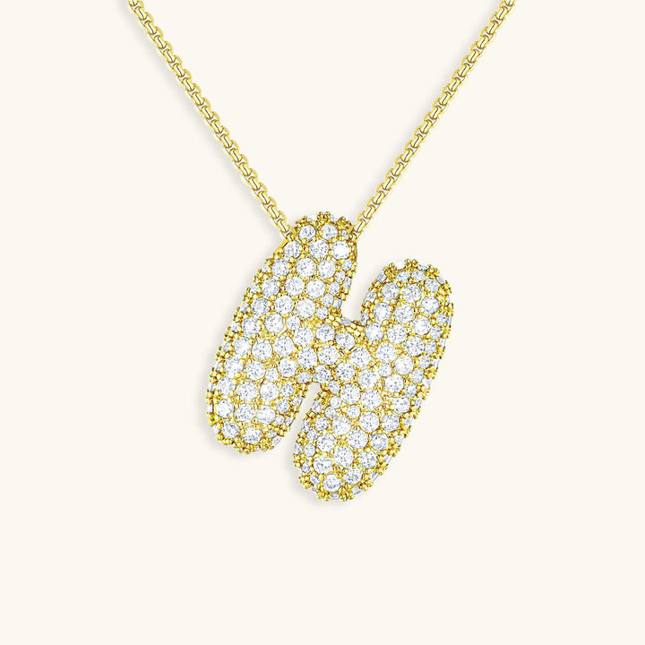 Valantomode | Plated Volumetric Initial Necklace with High-Refractive Stone Assets
