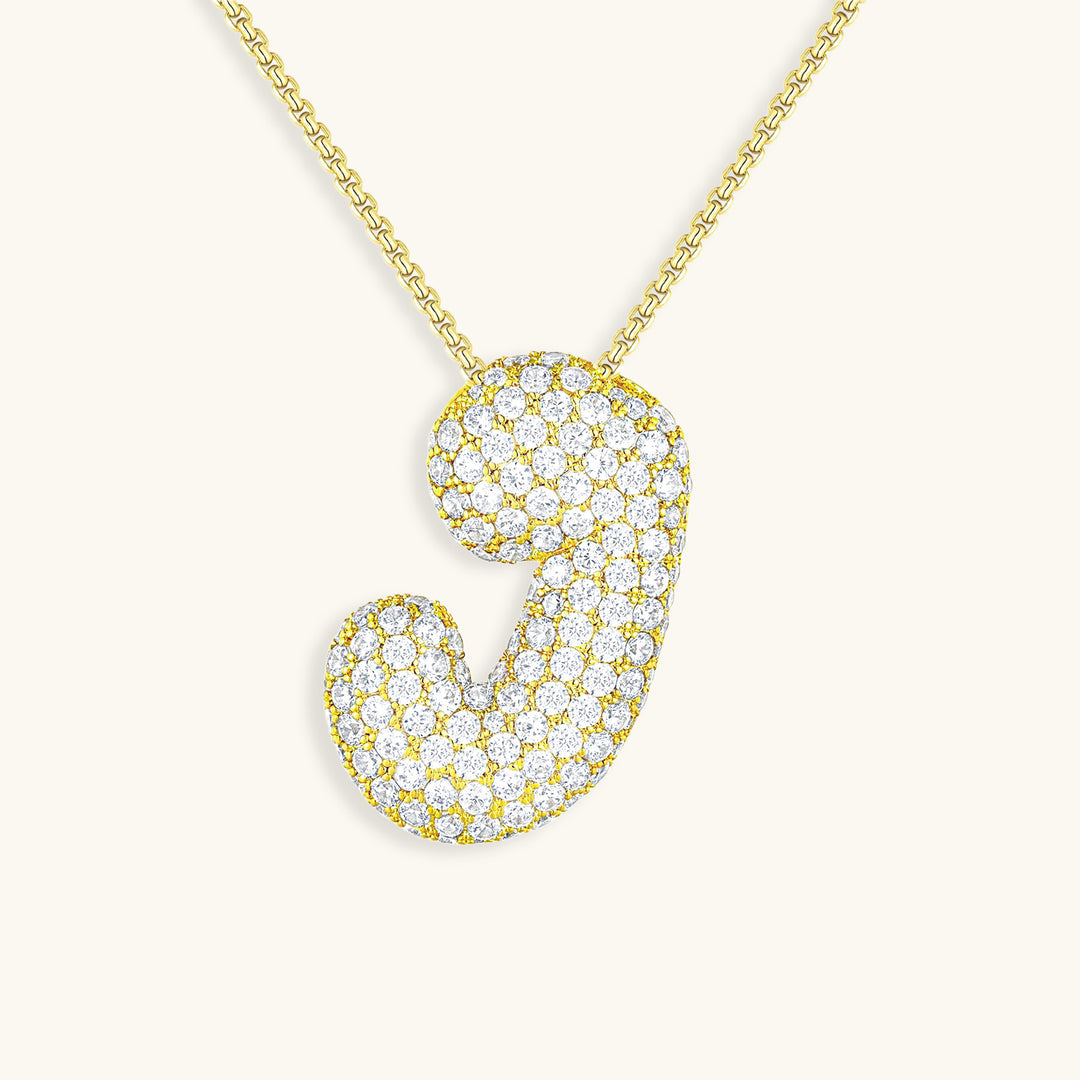 Valantomode | Plated Volumetric Initial Necklace with High-Refractive Stone Assets