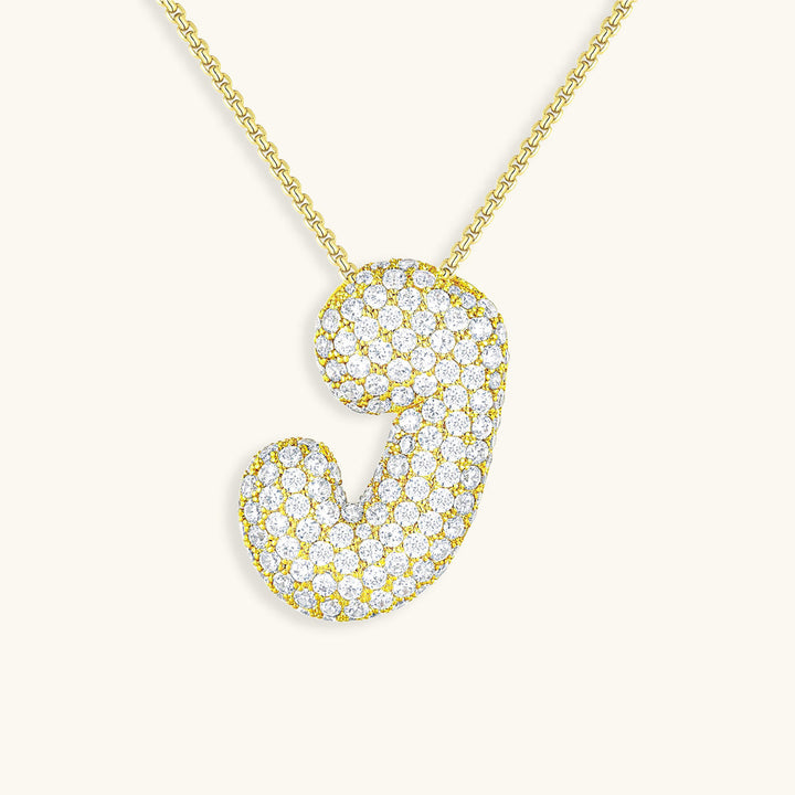 Valantomode | Plated Volumetric Initial Necklace with High-Refractive Stone Assets