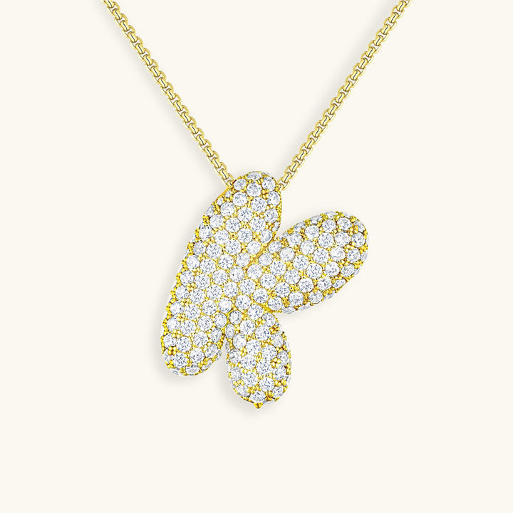 Valantomode | Plated Volumetric Initial Necklace with High-Refractive Stone Assets