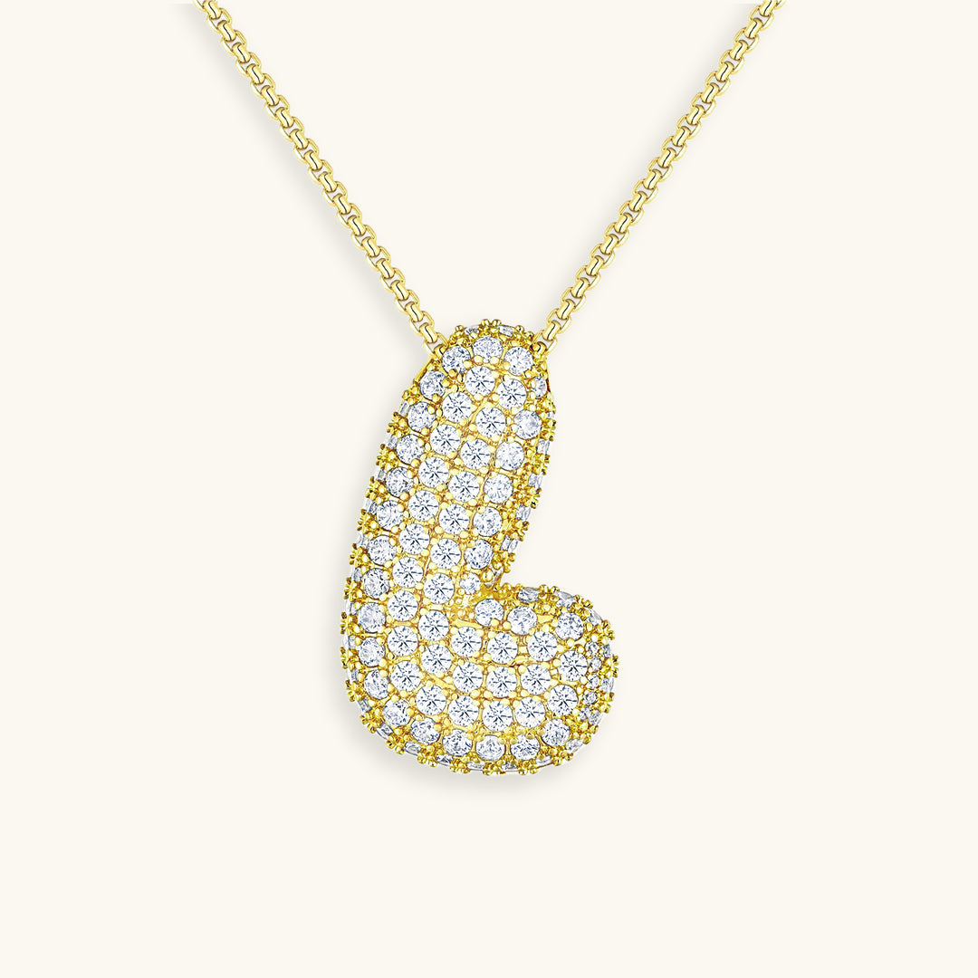 Valantomode | Plated Volumetric Initial Necklace with High-Refractive Stone Assets