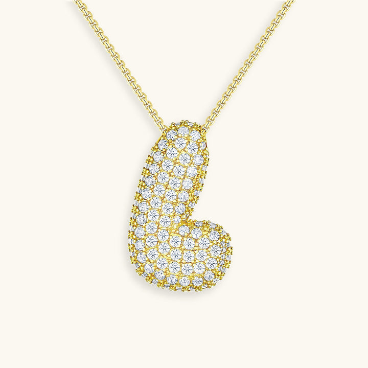 Valantomode | Plated Volumetric Initial Necklace with High-Refractive Stone Assets