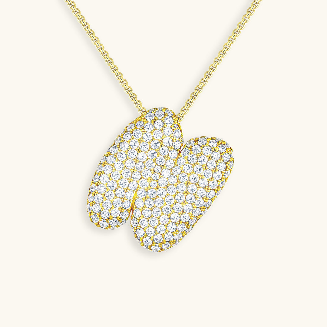 Valantomode | Plated Volumetric Initial Necklace with High-Refractive Stone Assets