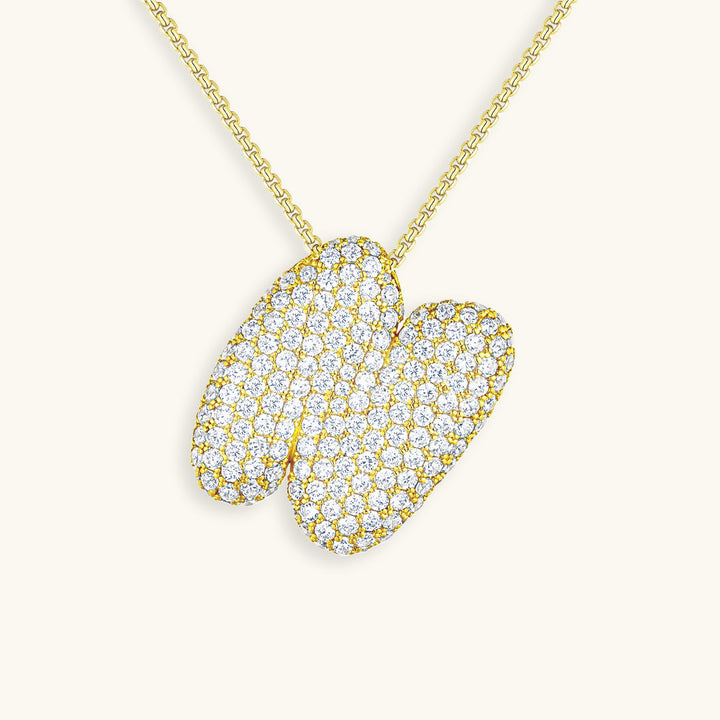Valantomode | Plated Volumetric Initial Necklace with High-Refractive Stone Assets