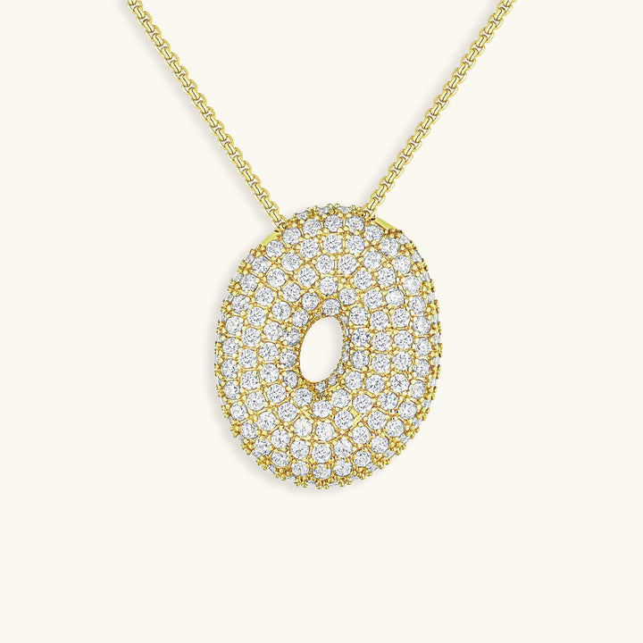 Valantomode | Plated Volumetric Initial Necklace with High-Refractive Stone Assets