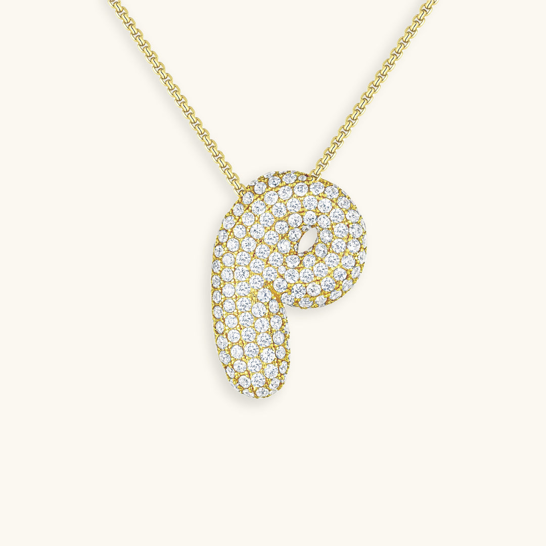 Valantomode | Plated Volumetric Initial Necklace with High-Refractive Stone Assets