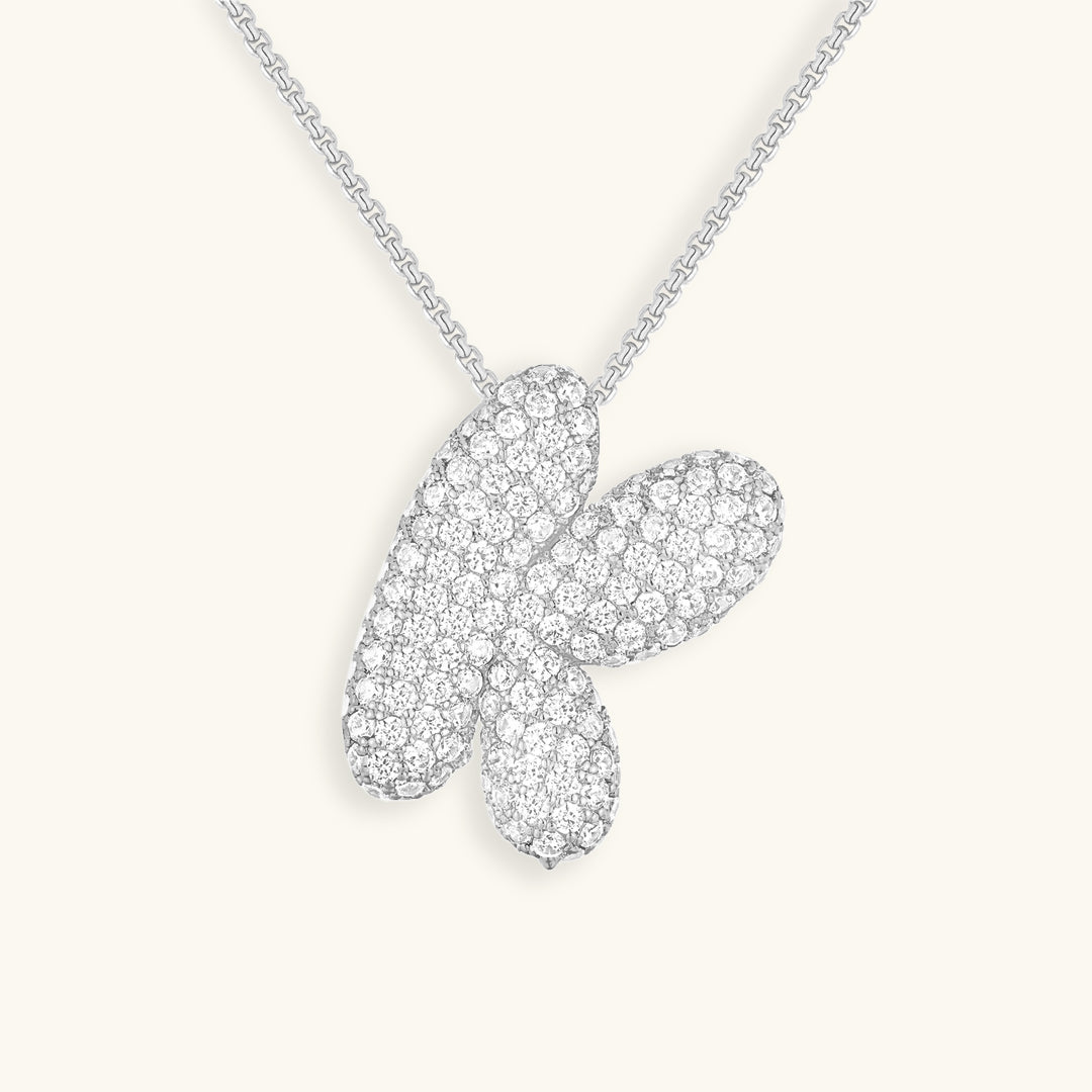 Valantomode | Plated Volumetric Initial Necklace with High-Refractive Stone Assets