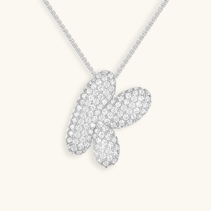 Valantomode | Plated Volumetric Initial Necklace with High-Refractive Stone Assets