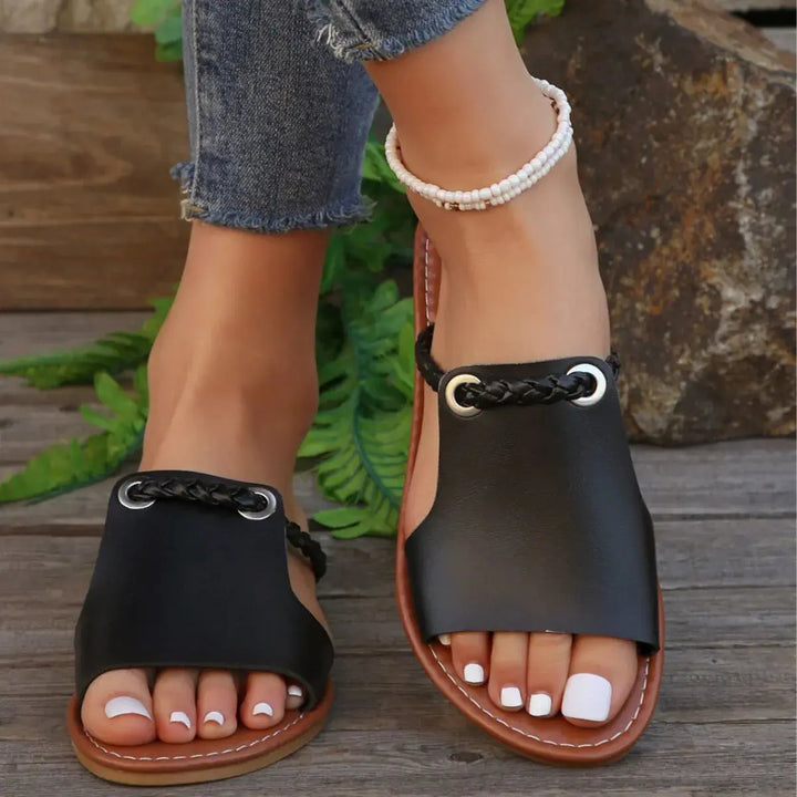 Valantomode | Women's Square Toe Flat Sandals - Stylish & Comfy Summer Footwear