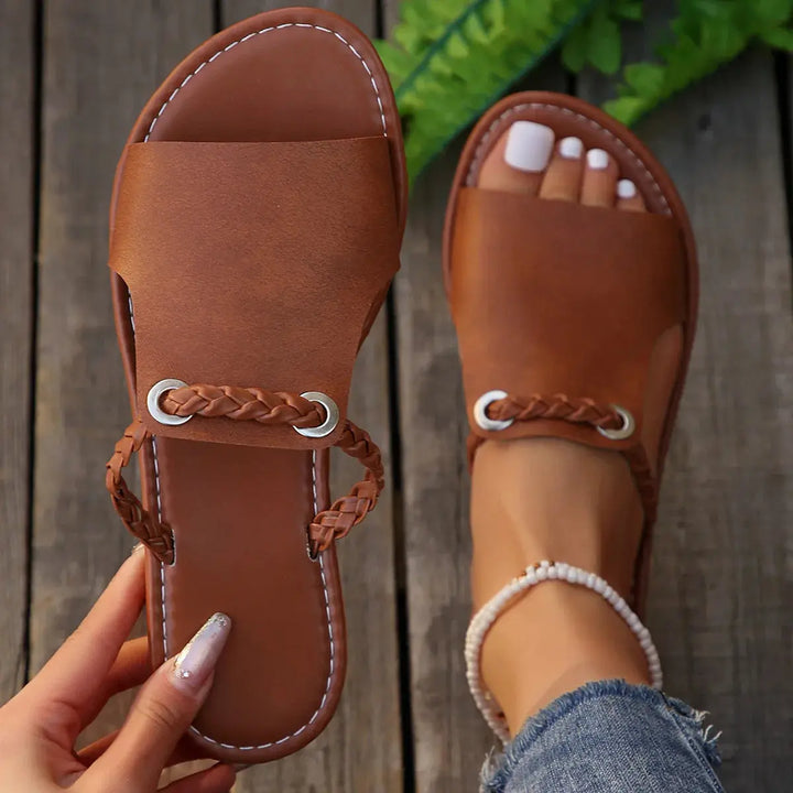 Valantomode | Women's Square Toe Flat Sandals - Stylish & Comfy Summer Footwear