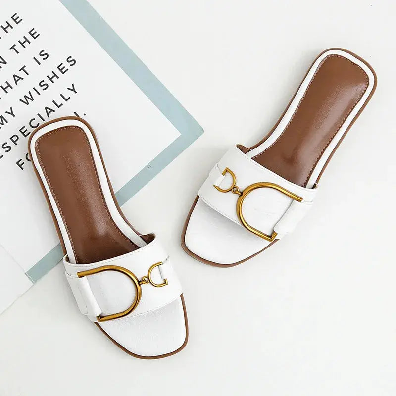 Valantomode | Women's Slip-On Sandals with Square Toe Design