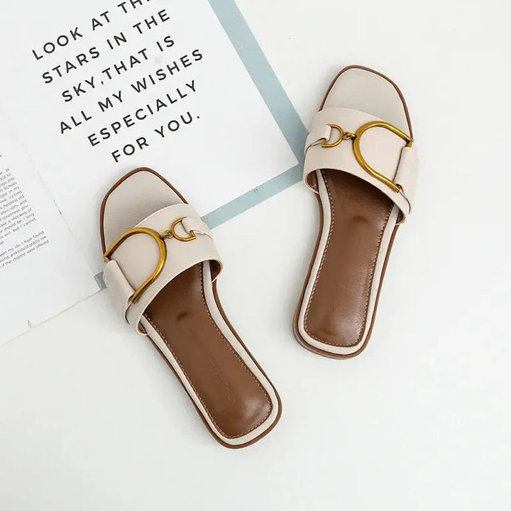 Valantomode | Women's Slip-On Sandals with Square Toe Design