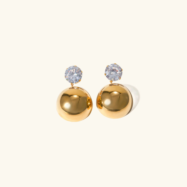 Valantomode | Heavyweight Plated Spherical Dome Earrings with CZ for Women