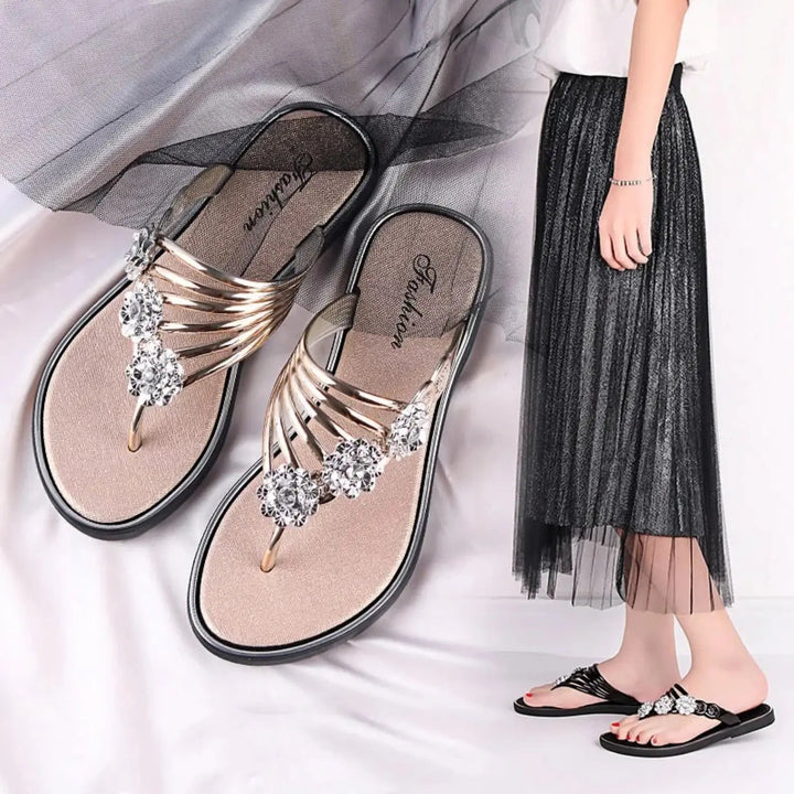 Valantomode | Women's Sandals with Floral Embellishments