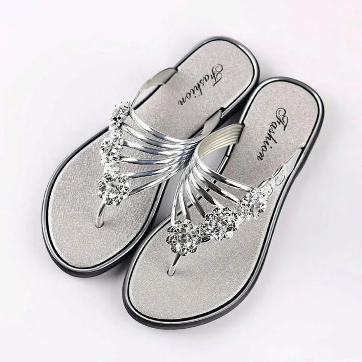 Valantomode | Women's Sandals with Floral Embellishments