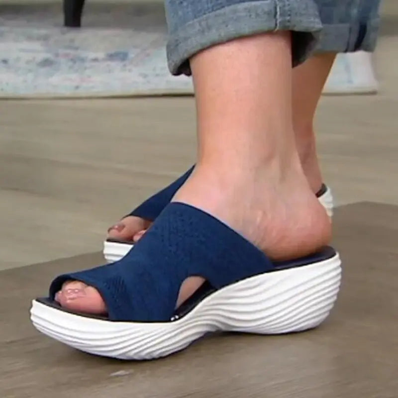 Valantomode | Women's Sandals - Stretch Knit & Open-Toe Design