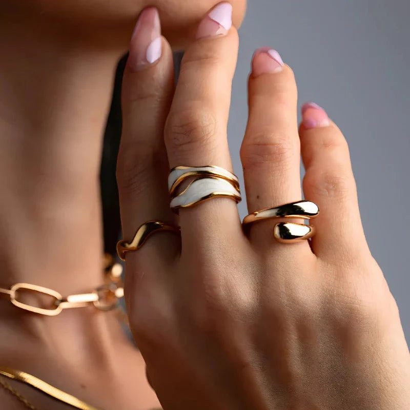 Valantomode | Plated Sydney Marble Ring with Monolithic Band and Lithic Structural Geometry