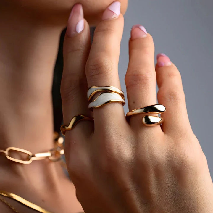 Valantomode | Plated Sydney Marble Ring with Monolithic Band and Lithic Structural Geometry