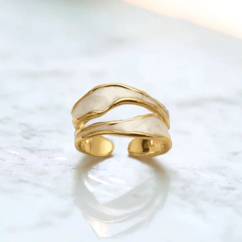 Valantomode | Plated Sydney Marble Ring with Monolithic Band and Lithic Structural Geometry