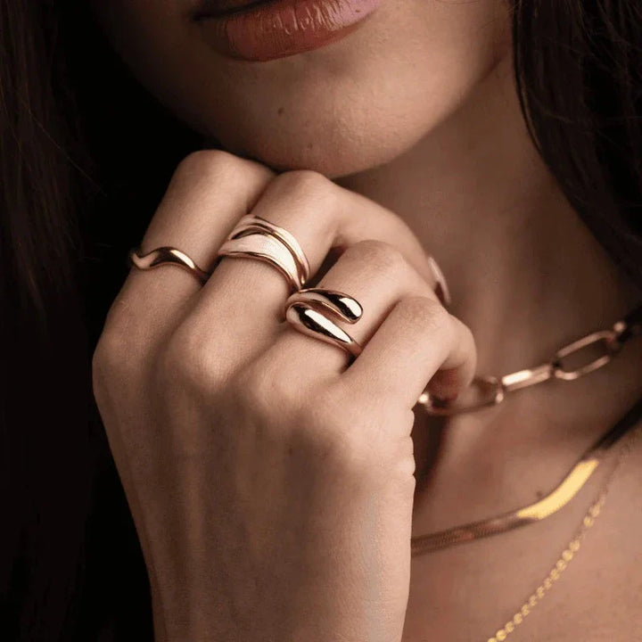 Valantomode | Plated Sydney Marble Ring with Monolithic Band and Lithic Structural Geometry