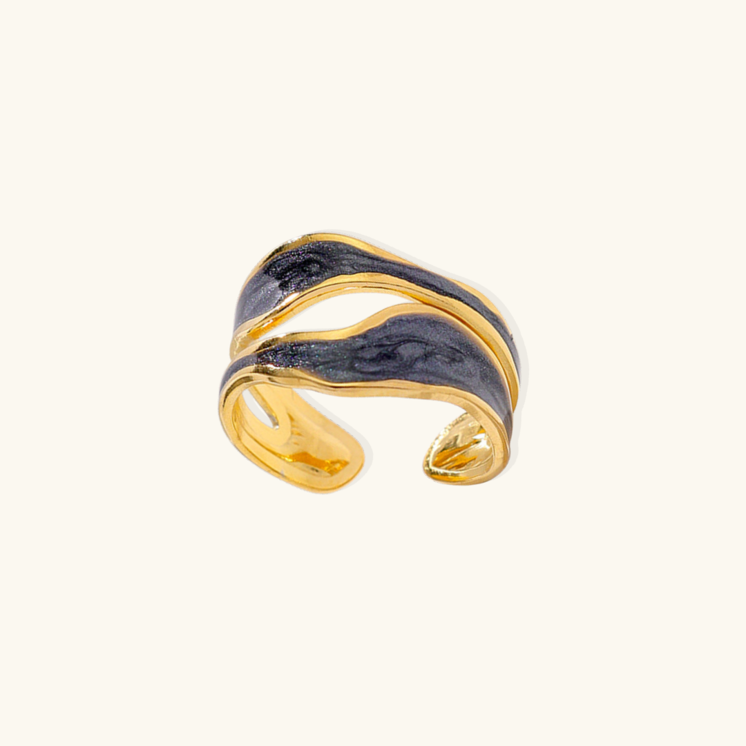 Valantomode | Plated Sydney Marble Ring with Monolithic Band and Lithic Structural Geometry