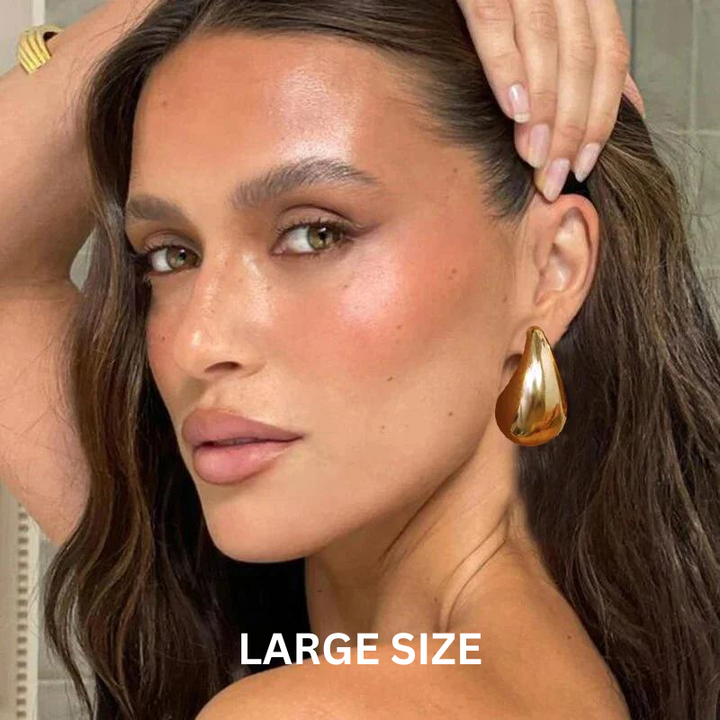 Valantomode | Gold Plated Volumetric Teardrop Earrings for Women