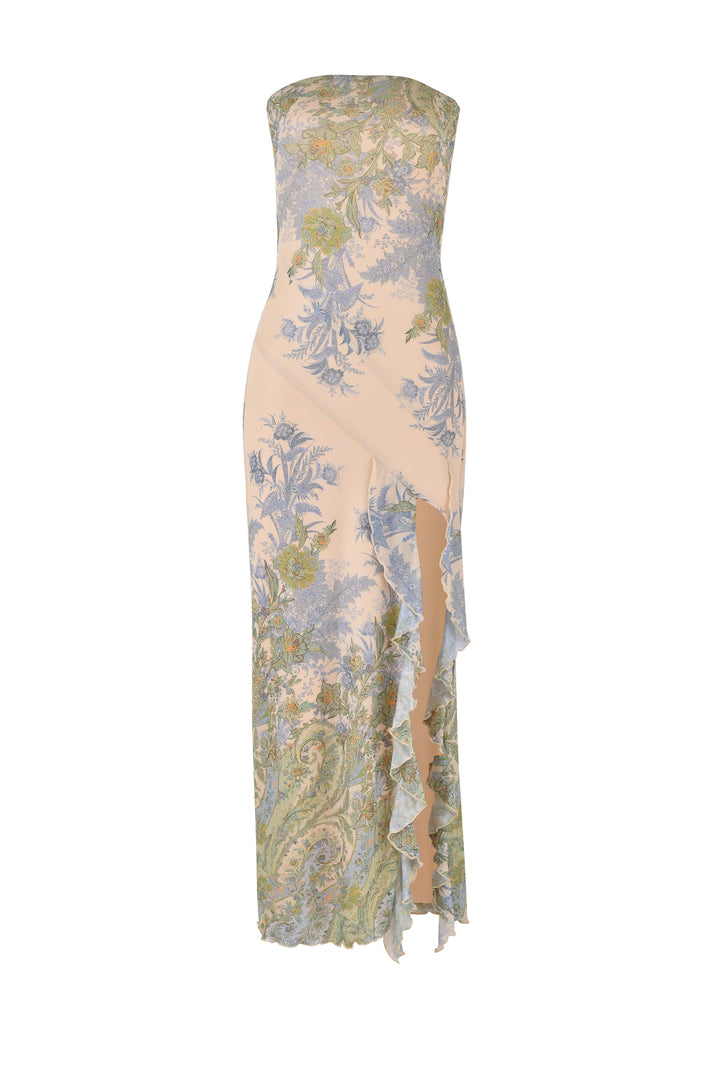 Valantomode | Stylish White Maxi Dress with Floral Design for Summer